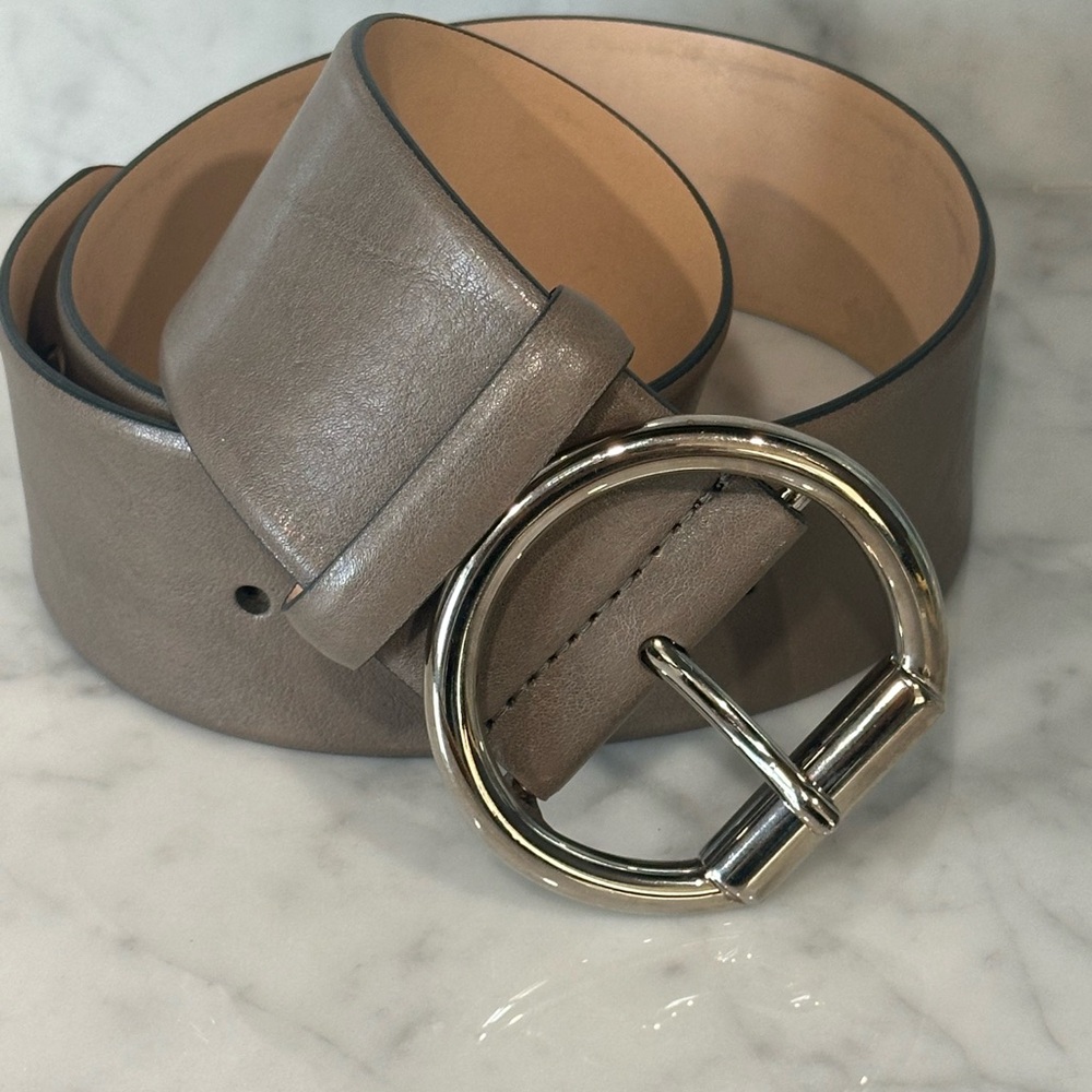 Dolce & Gabbana Gray Leather Belt with Silver Buckle